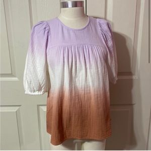 UNIVERSAL THREAD Womens Gauzy Cotton Ombré Tie Dye Blouse Top NWT Size XS
